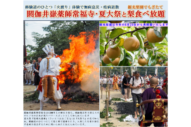 日帰りバスツアー　閼伽井嶽薬師常福寺・夏大祭と観光梨園でもぎたて梨食べ放題《要事前申込》
