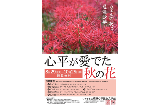 いわき市立草野心平記念文学館　　小さな企画展「心平が愛でた秋の花」