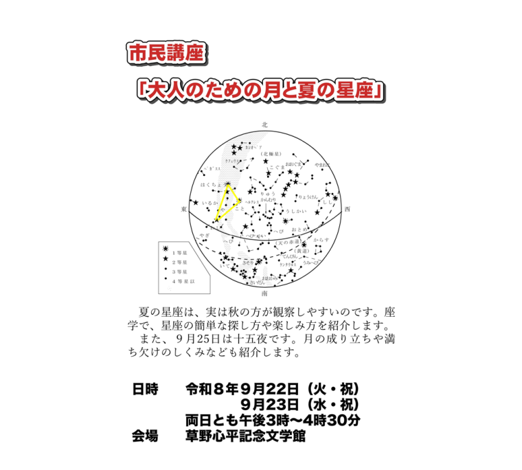 市民講座　大人のための月と夏の星座