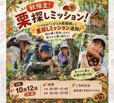 こびとの森探検遊び、栗拾い特別バージョン