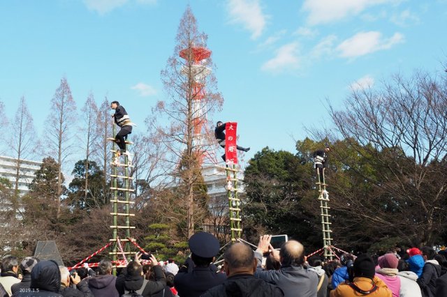 いわき市消防出初式・はしご乗り演技披露